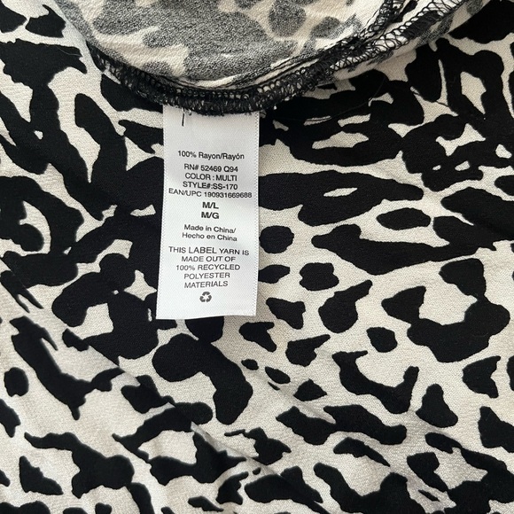 Scoop Black and White Animal Print One Size Lightweight Kimono, Women’s Sz M/L - Picture 16 of 16
